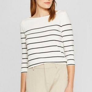 A NEW DAY Striped Boatneck Top